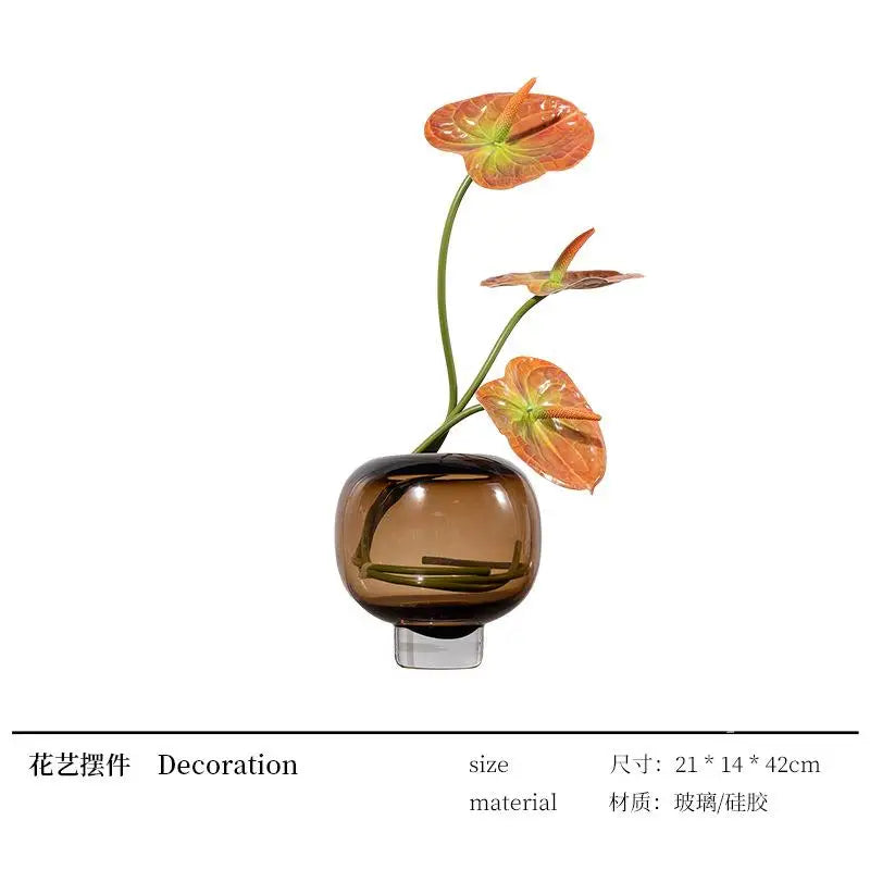 Carpenter 13-Light Luxury Glass Vase High-End Living Room Decorations with Pendulum for Flower Arranging Soft Decor Item